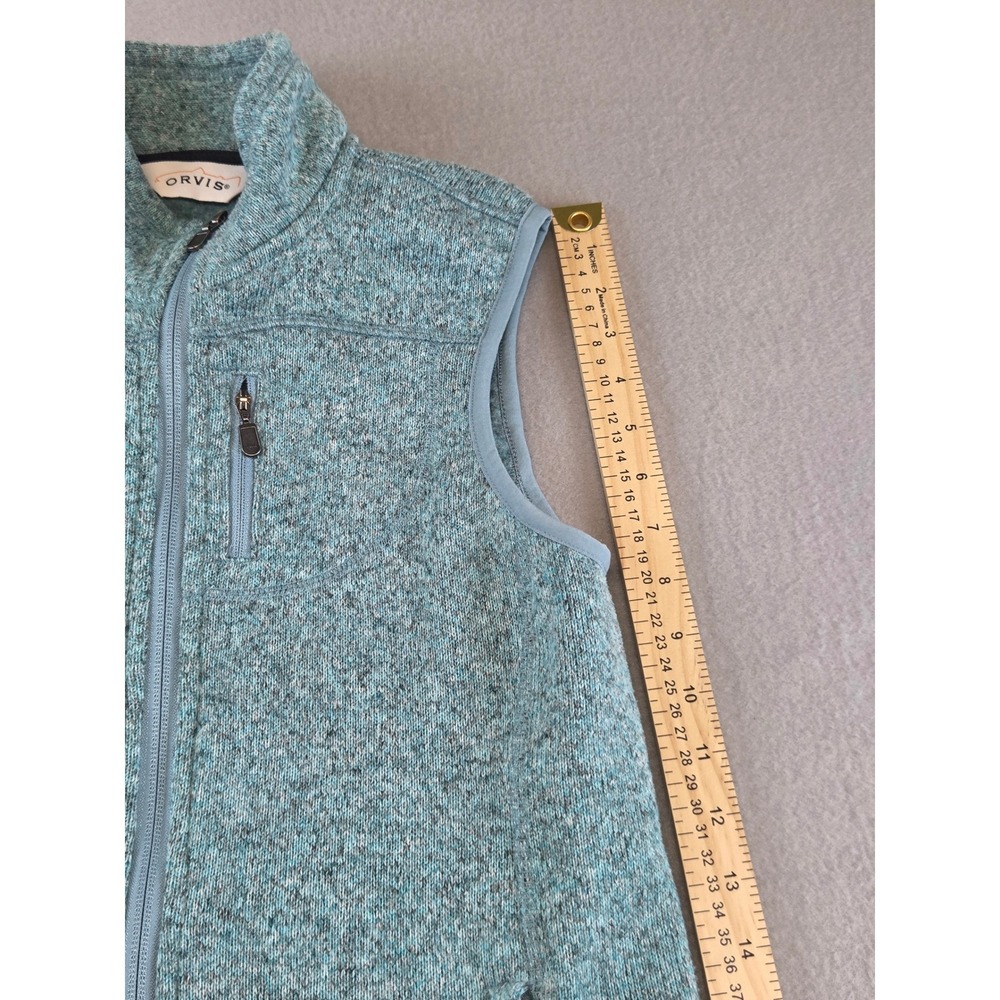 Orvis Womens Sweater Fleece Vest Teal Blue Marl Full Zip Sleeveless Jacket Small - Picture 5 of 8
